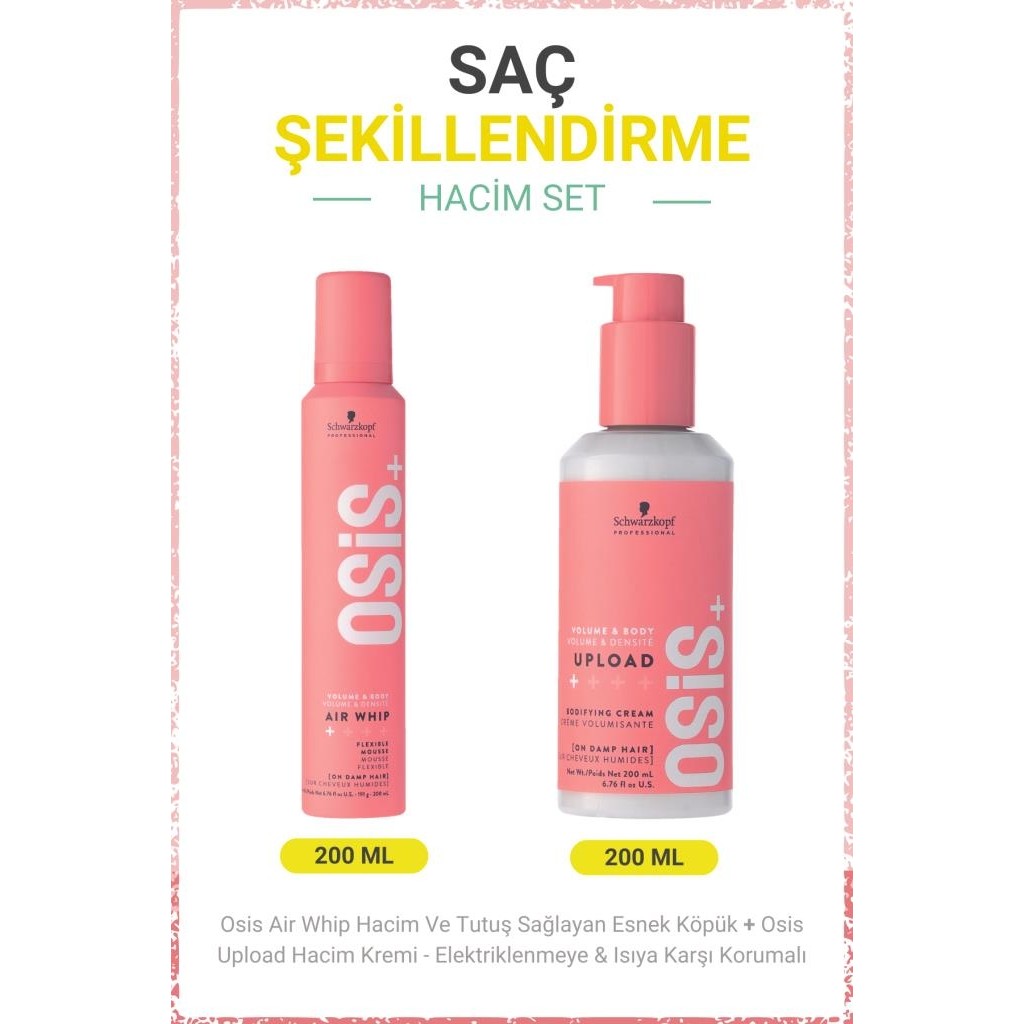Schwarzkopf Osis Air Whip Hacim & Tutuş Sağlayan Esnek Köpük+Upload Elektriklenmeye&ısıya Karşı Korumalı Hacim Kremi Diğer Fiyatı