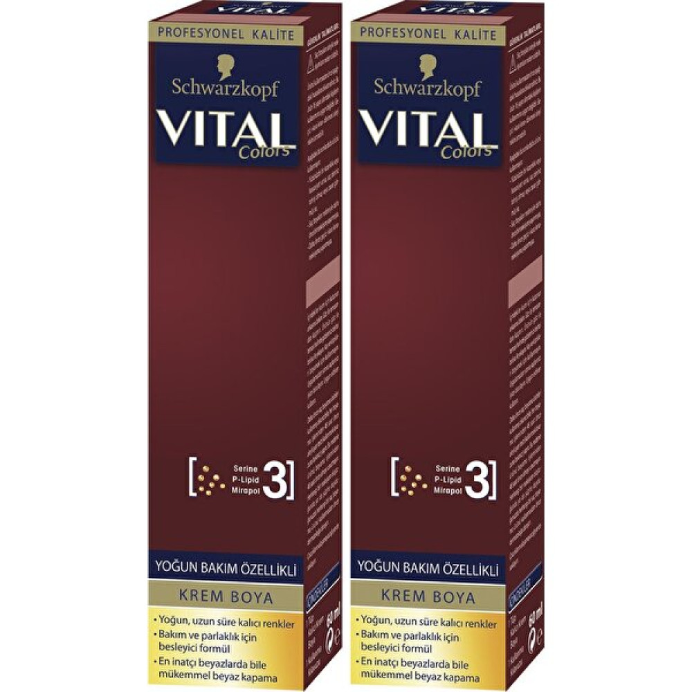 Schwarzkopf Vital Colors Krem Saç Boyası 6-00 Koyu Kumral - 60 ml x 2 Paket - 6.0 Saç Boyası Fiyatı