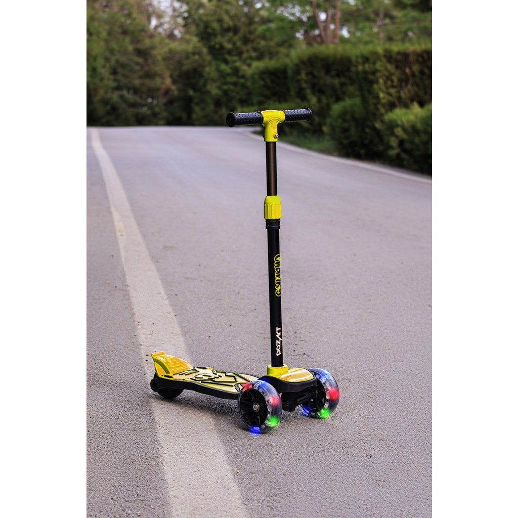 Scooter Chanky Ekstra Kalın LED Işıklı Tekerler Güçlü Fren 100KILO 3yaş Üstü Uygundur 3teker - Sarı Scooter Fiyatı