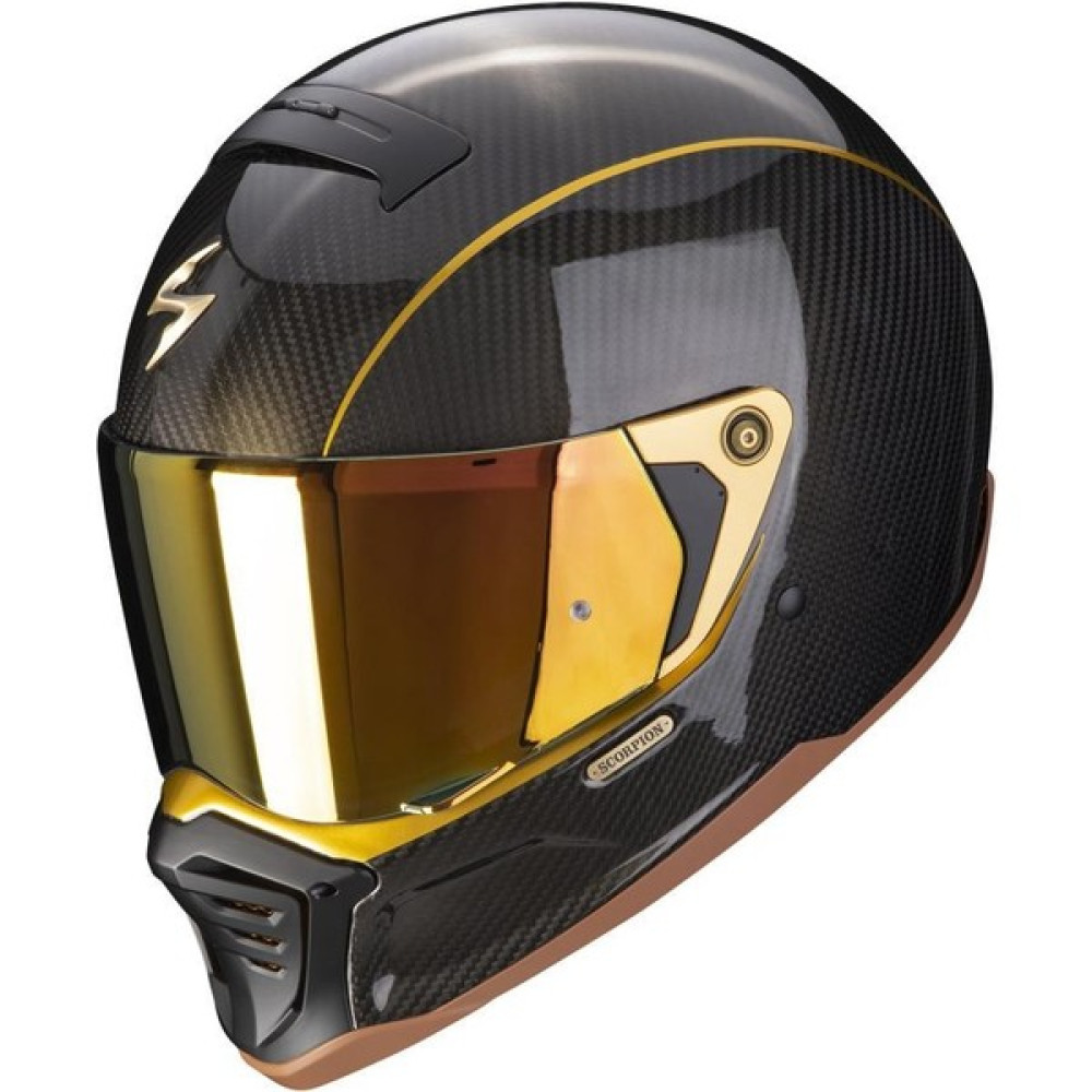 Scorpion Scoripon Exo Hx1 Karbon Se Retro Motosiklet Kaskı (Siyah / Gold) - M Motorsiklet Kaskları Fiyatı