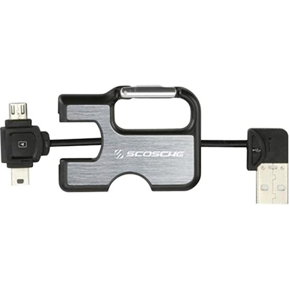 Scosche Anahtarlıklı Micro USB Mini USB Şarj ve Senk Kablosu - Gri - Siyah Cep Telefonu Kablosu Fiyatı