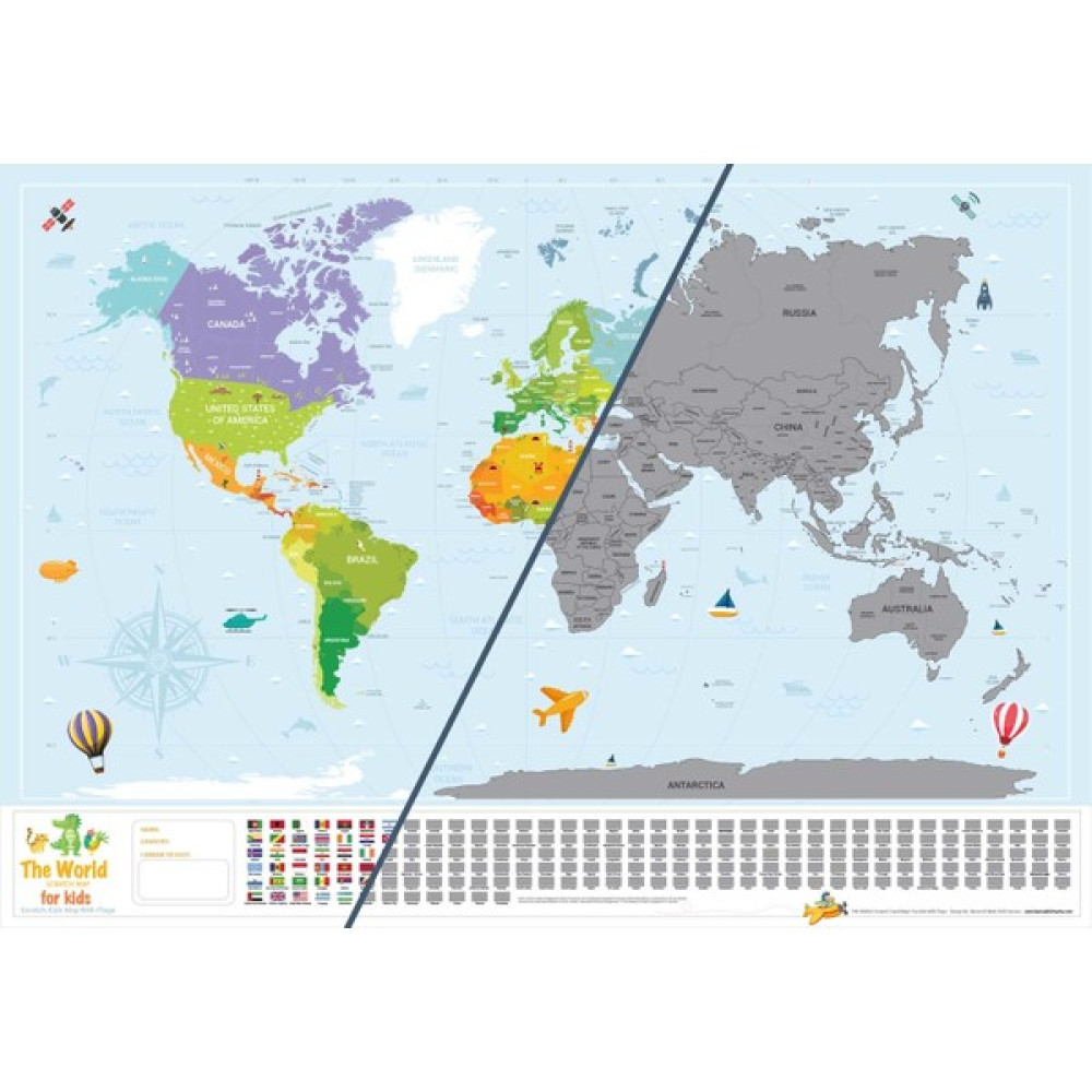 Scratch Map Kids Eyaletli Kazınabilir Eğitici Öğretici Çocuk Dünya Haritası En Büyük Boy 70 × 100 cm Harita & Küre Fiyatı