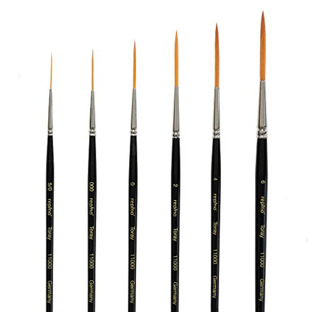 Script Liner Artist Brush Set - Pinstriping - Toray Synthetic - Size 5/0, 000, 0, 2, 4 and 6