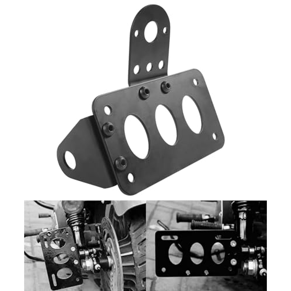 SCUARI Motorcycle License Plate Bracket,Car Accessories Motorcycle License Plate Holder,Motorcycle Side Mount License Plate Bracket,Horizontal Vertical License Plate Mount,Fits Most Motorcycle Bikes