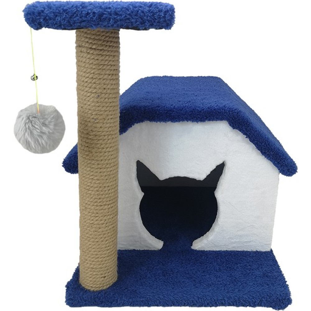 Sdy Pet Kedi Oyun Evi Ve 50cm Tırmalama Tahtası Ponponlu Ve Zilli - Mavi Evcil Hayvan Ürünleri Fiyatı