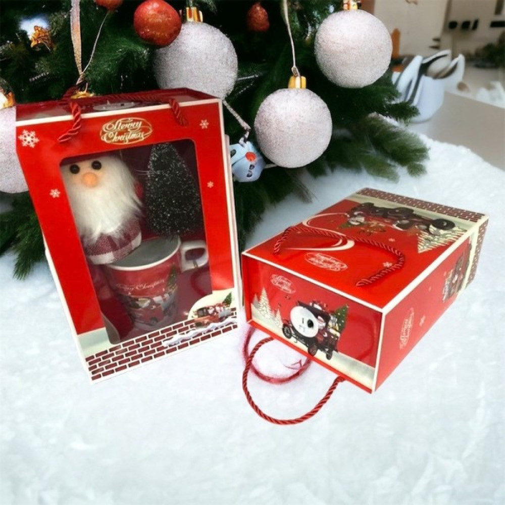 Se-Promo Seramik Işıklı Çam Ağacı Noel Baba Yılbaşı Kupa Bardak Seti - Kırmızı Fincan / Bardak / Kahve Takımı Fiyatı