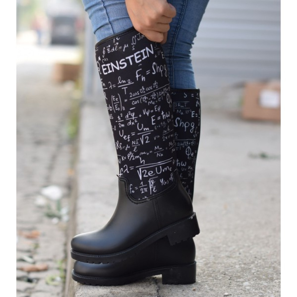 Sea & Blue Shoes Einstein Baskılı Su Geçirmeyen Kadın Yağmur Çizmesi Kadın Çizmeleri Fiyatı