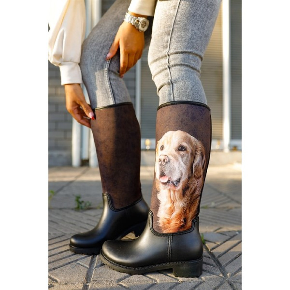 Sea & Blue Shoes Kahve Köpek Baskılı Kadın Yağmur Çizmesi Kadın Çizmeleri Fiyatı