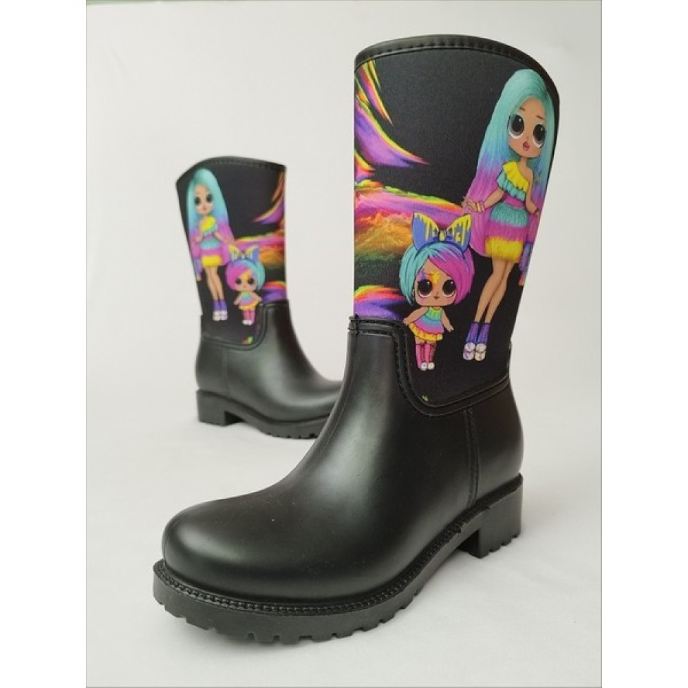 Sea & Blue Shoes Lol Bebek Baskılı Siyah Su Geçirmeyen Kız Çocuk Yağmur Çizmesi Kız Çocuk Bot Fiyatı