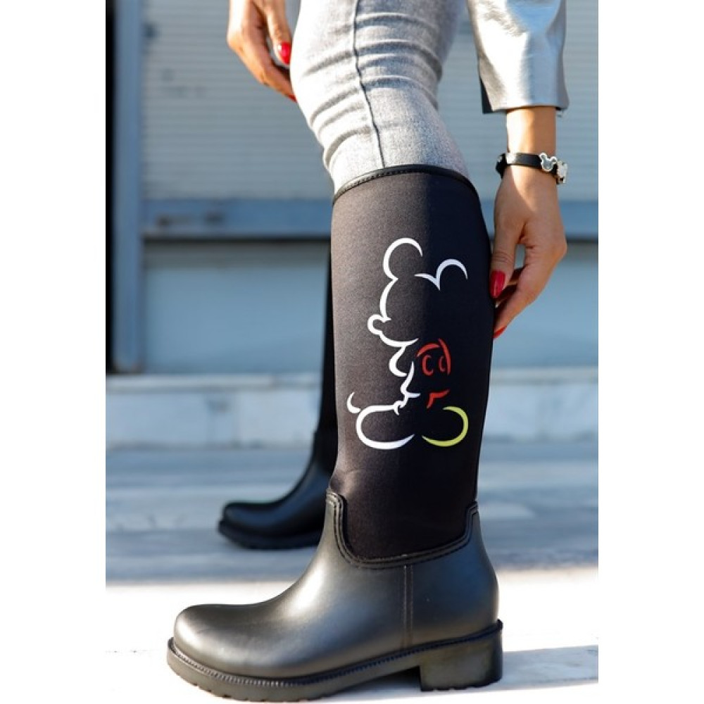 Sea & Blue Shoes Mickey Mouse Baskılı Kadın Yağmur Çizmesi Kadın Çizmeleri Fiyatı