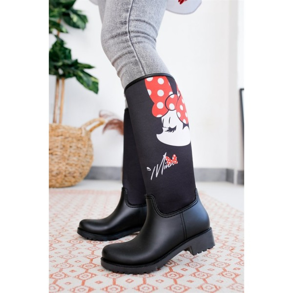 Sea & Blue Shoes Minnie Mouse Imza Baskılı Kadın Yağmur Çizmesi Kadın Çizmeleri Fiyatı