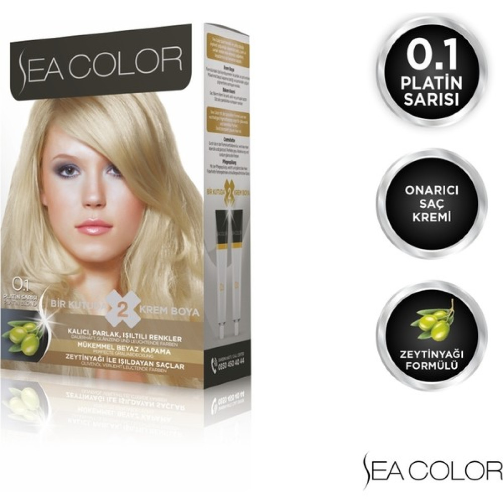 SEA COLOR 0.1 Platin Sarısı Set Boya Saç Boyası Fiyatı
