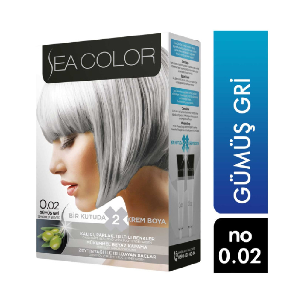 Sea Color  2 Lı Tup Krem Sac Boyası 0/02 Gumus Grı Saç Bakımı Fiyatı