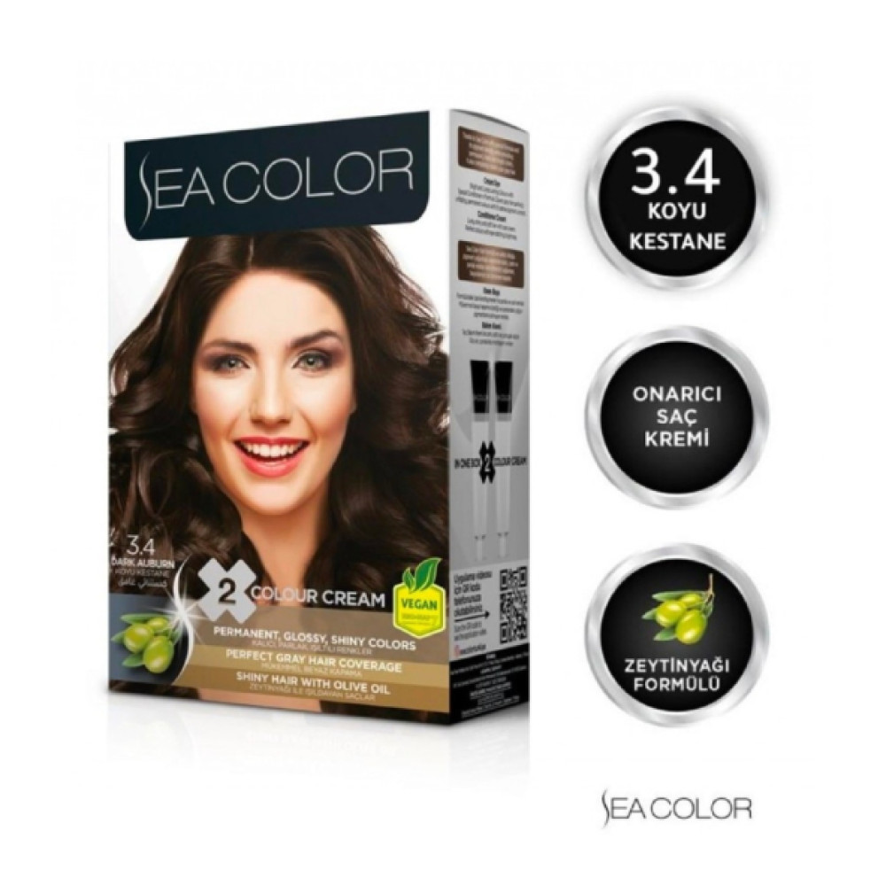 Sea Color  2 Lı Tup Krem Sac Boyası  3/4 Koyu Kestane Saç Bakımı Fiyatı