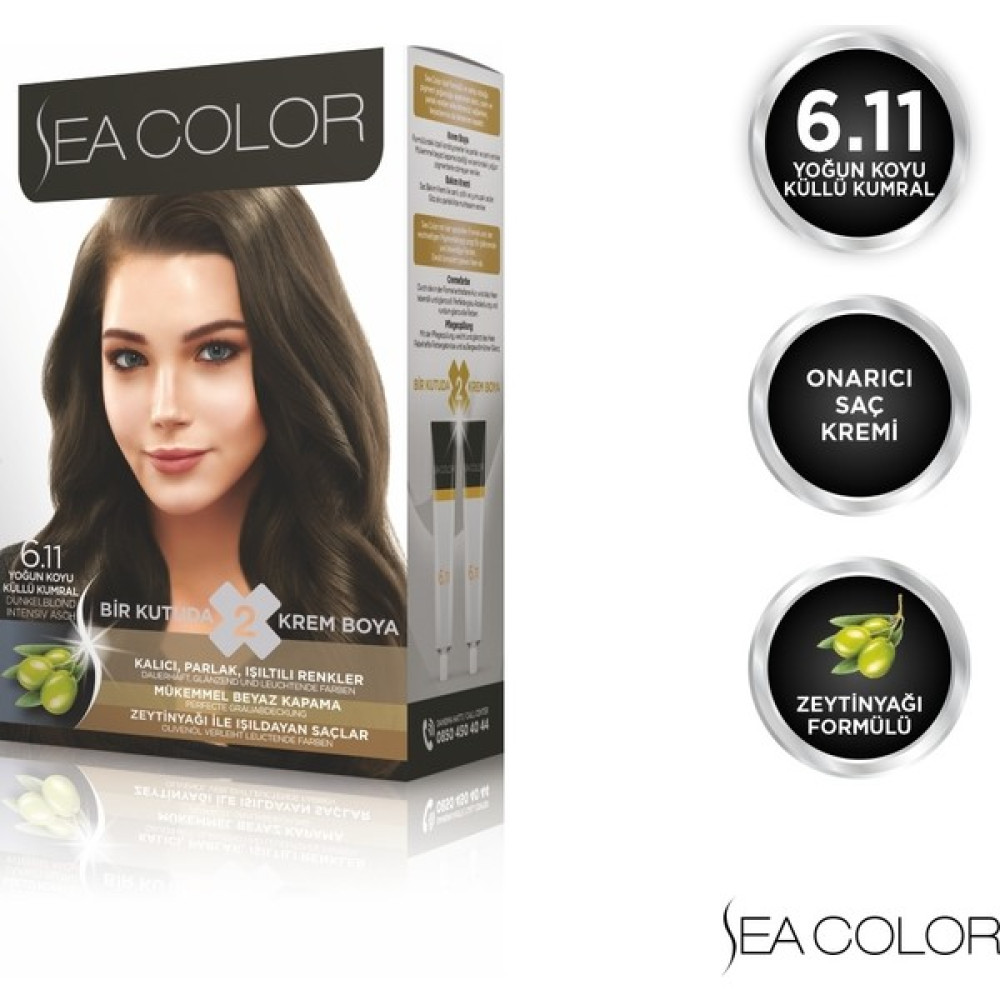 SEA COLOR 6.11 Yoğun Koyu Küllü Kumral Set Boya - 6/11 Yoğun Koyu Küllü Kumral Saç Boyası Fiyatı