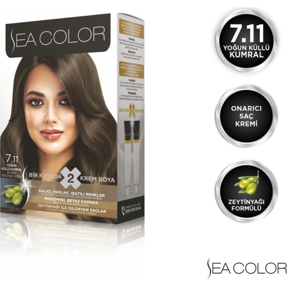 SEA COLOR 7.11 Yoğun Küllü Kumral Set Boya - 7/11 Yoğun Küllü Kumral Saç Boyası Fiyatı