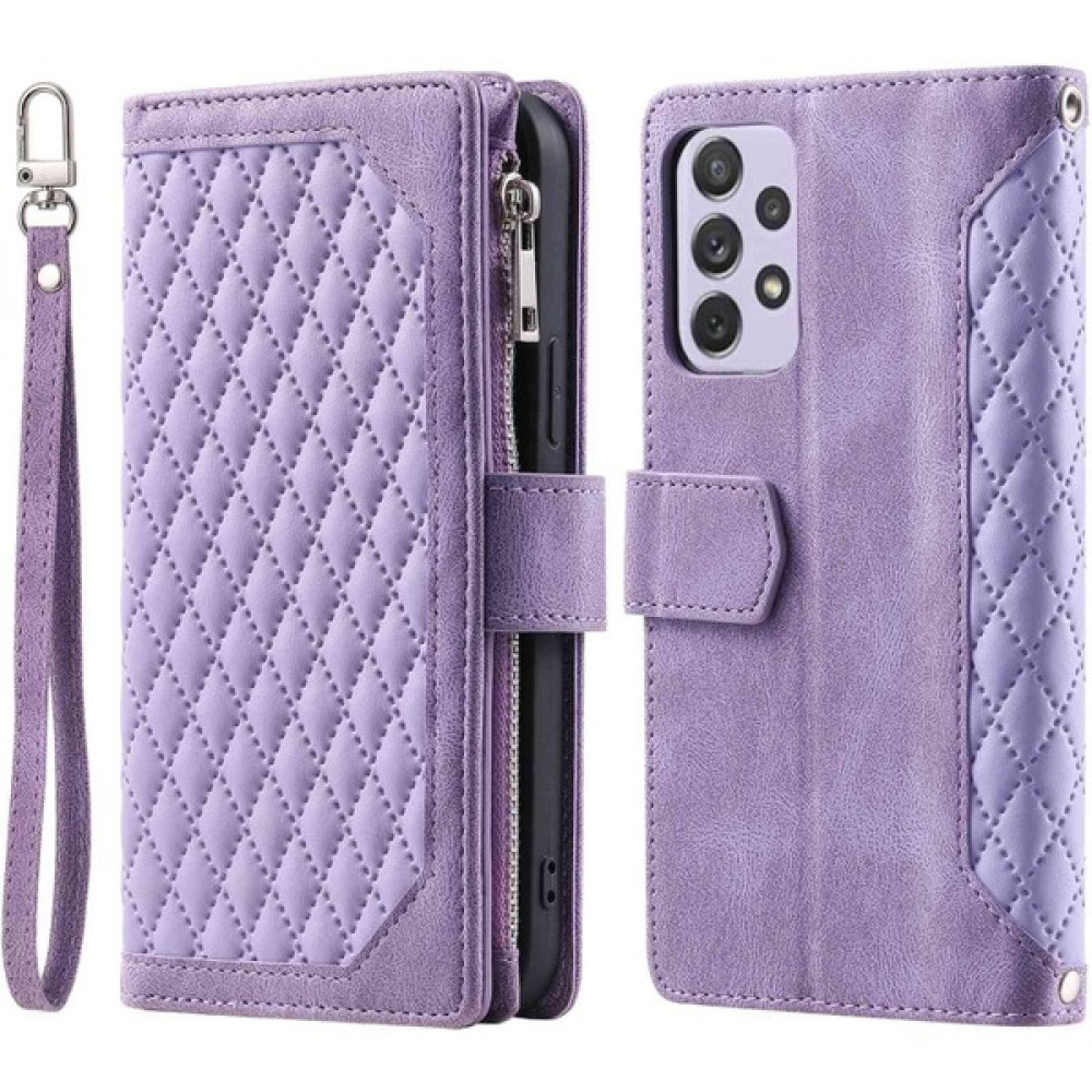 Seashell Digital 005 Samsung Galaxy A72 4g/5g Fermuar Cep Tasarımı Renklemli Doku Doku Telefon Kapağı Pu Deri Stand Cüzdan Koruyucu Kılıfı (Yurt Dı... Cep Telefonu Kılıfı Fiyatı