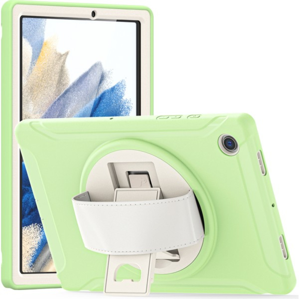 Seashell Digital Samsung Galaxy Tab A8 10.5 (2021) A8 10.5 (2022) X200 X205 Pc Silikon Döner El Kayışı Koruyucu Matcha Tablet Kılıfı (Yurt Dışından) - Açık Yeşil Tablet Kılıfı Fiyatı