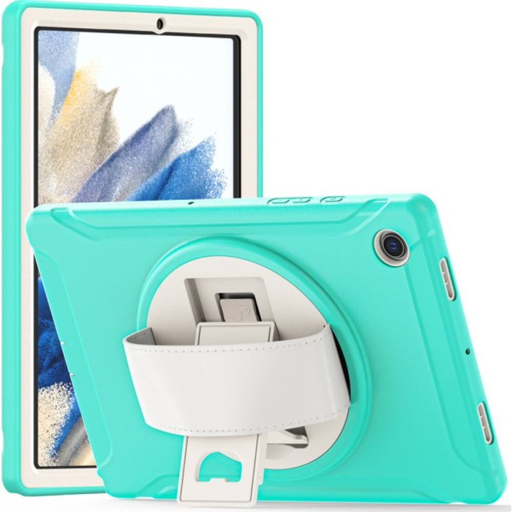 Seashell Digital Samsung Galaxy Tab A8 10.5 (2021) A8 10.5 (2022) X200 X205 Pc Silikon Döner El Kayışı Koruyucu Nane Tablet Kılıfı (Yurt Dışından) - Cam Göbeği Tablet Kılıfı Fiyatı