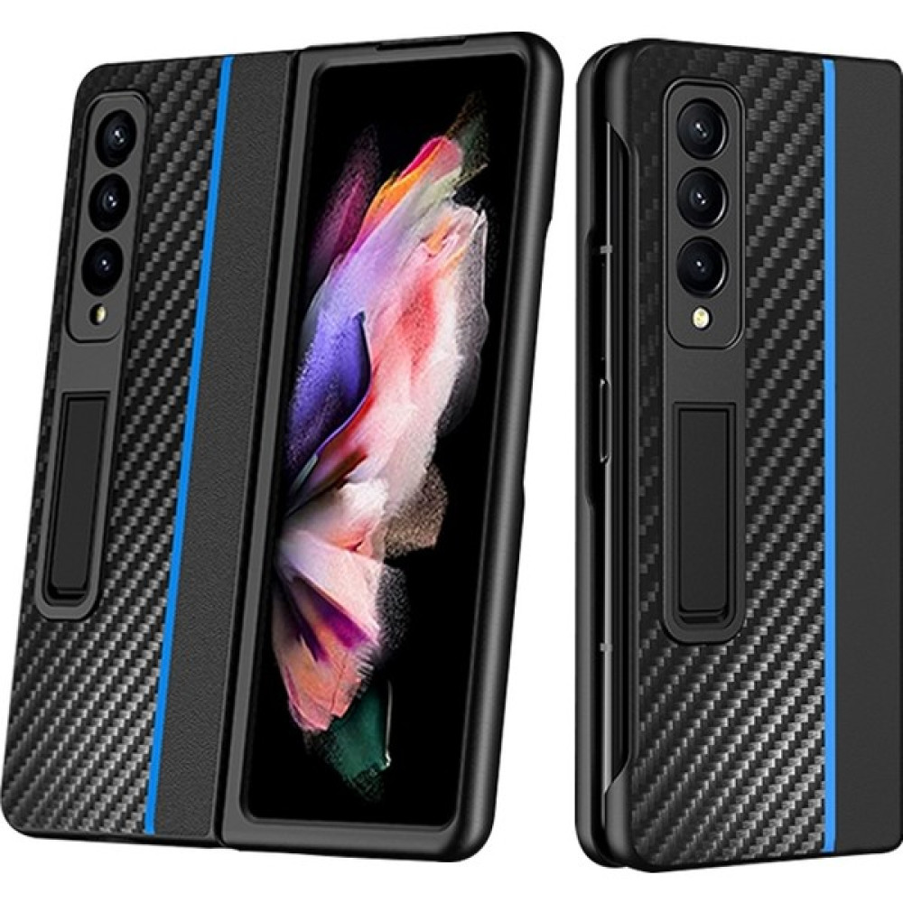 Seashell Digital Samsung Galaxy Z Fold4 Için 5g Karbon Fiber Doku Ekleme Manyetik Kickstand Tasarım Deri+Pc Telefon Kılıf Mavisi (Yurt Dışından) - 1 Cep Telefonu Kılıfı Fiyatı