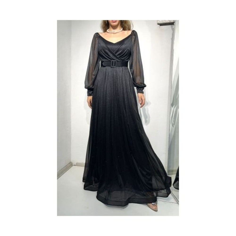 Seasons Butik Kadın Simli Parlak Nişan Düğün Söz Mezuniyet Elbisesi Büyük Beden Siyah Abiye Elbise Elbise Fiyatı