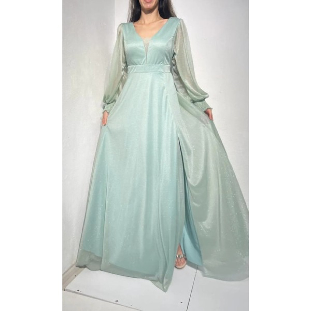 Seasons Butik Kadın Su Yeşili Simli Büyük Beden Abiye Elbise Elbise Fiyatı