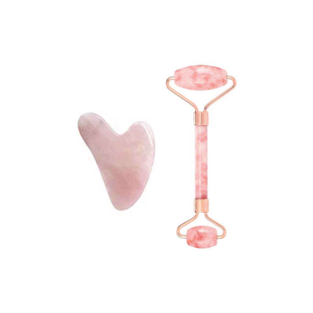 Seay Pembe Kuvars (quartz) Face Roller Ve Kalp Guasha Ikili Set Doğaltaş Gua Sha Premium Cilt ve Yüz Bakımı Fiyatı