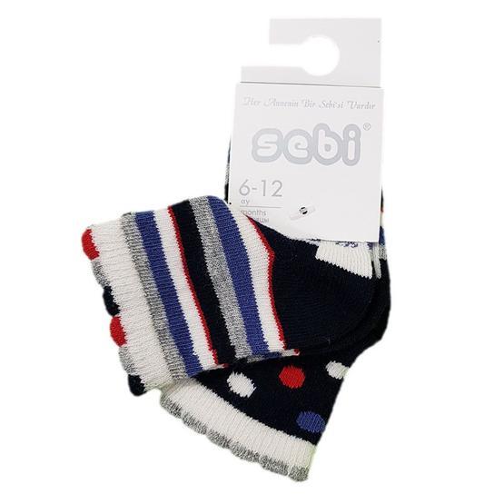 Sebi Bebe 6203 Koyu Lacivert 2'li 0-6 Ay Bebek Çorabı