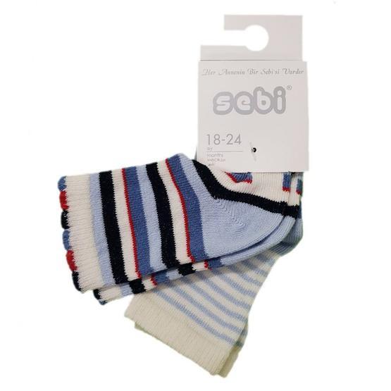 Sebi Bebe 6205 Lacivert Mavi 2'li 18-24 Ay Bebek Çorabı