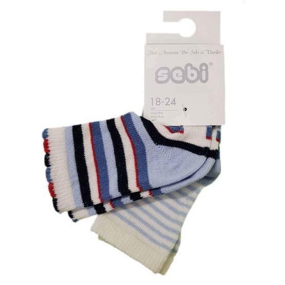 Sebi Bebe 6205 Lacivert Mavi 2'li 18-24 Ay Bebek Çorabı
