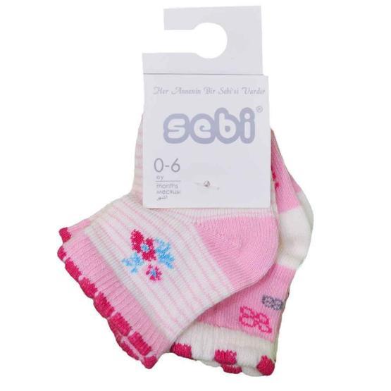 Sebi Bebe 6301 Beyaz-Pembe 18-24 Ay Bebek Çorabı