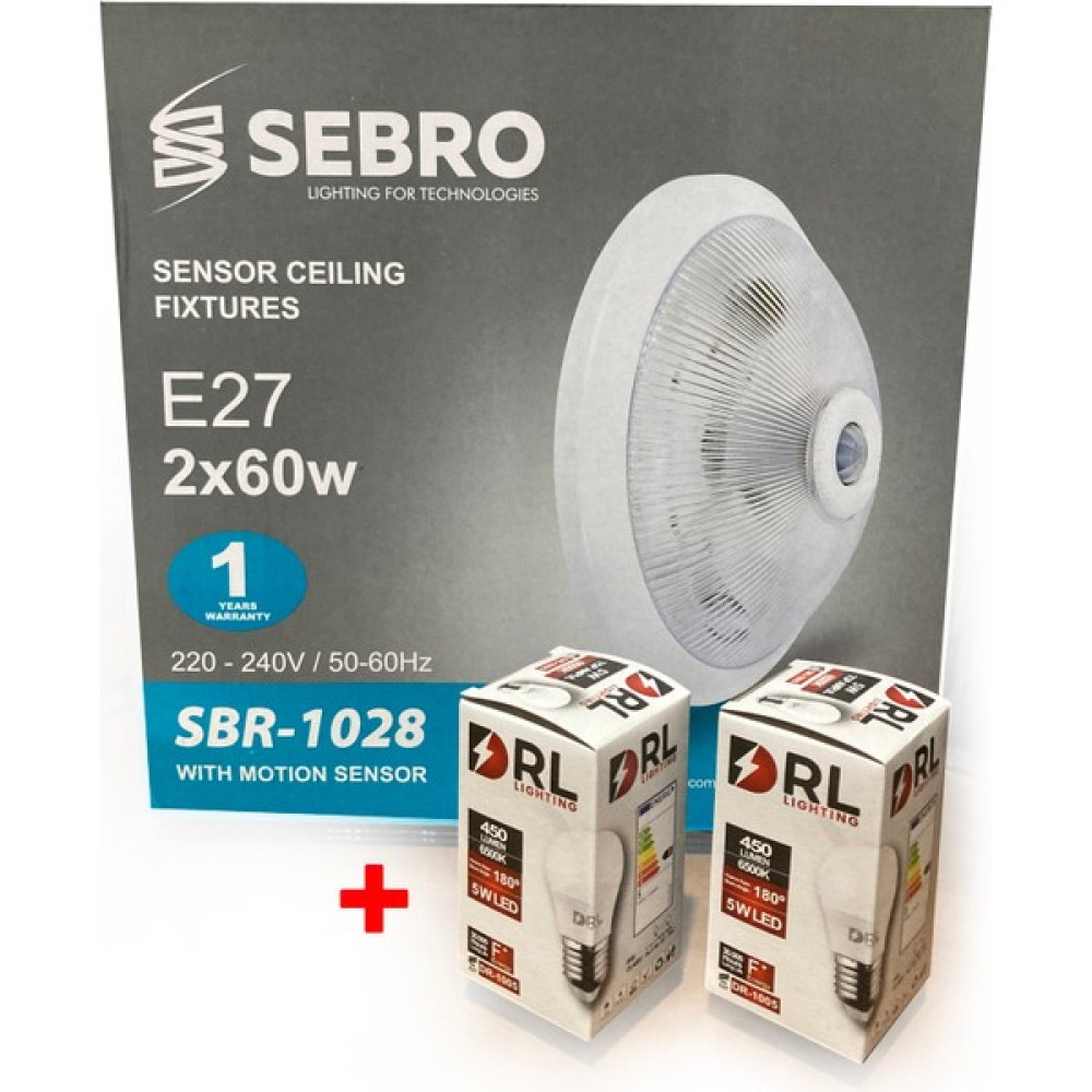 Sebro Hareket Sensörlü Tavan Armatürü 360 Derece Lamba + 2 Adet 5W LED Ampul Diğer Fiyatı