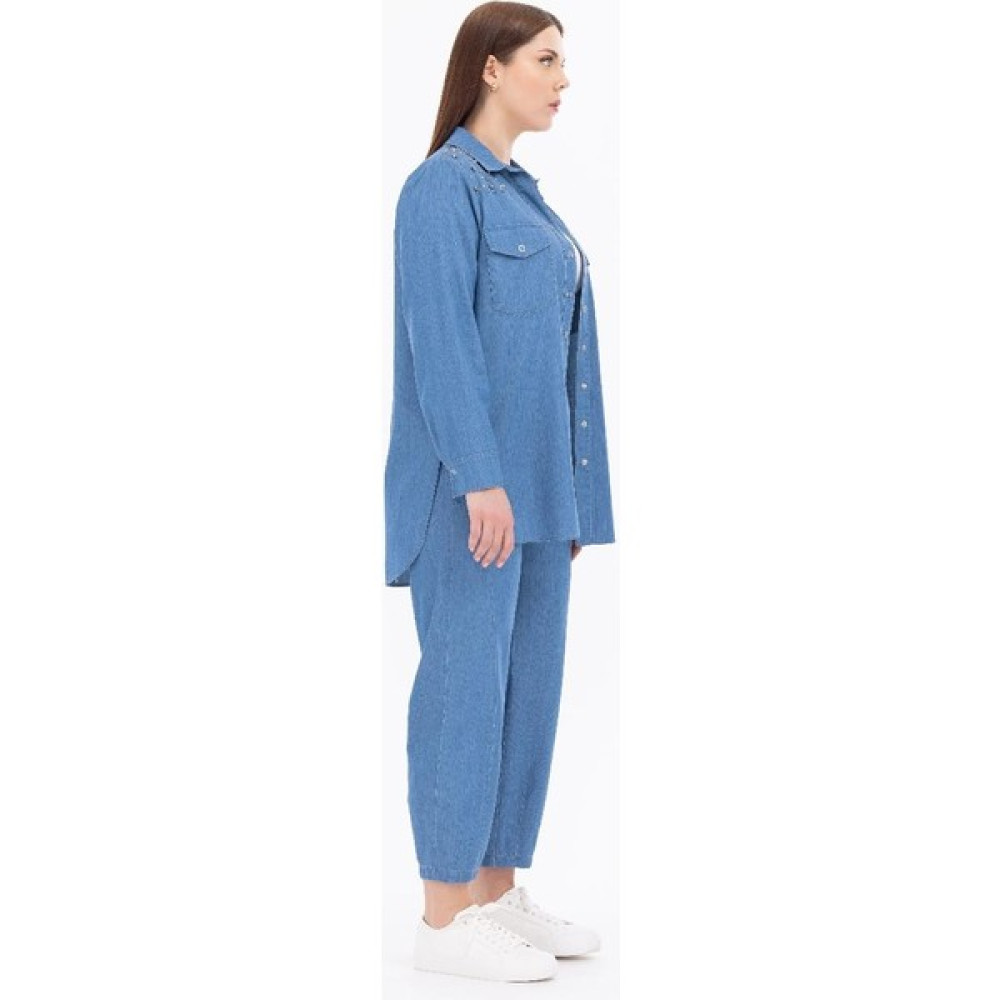 Seçil Büyük Beden Zımba Detaylı Cepli Denim Kadın Gömlek Kadın Gömlek Fiyatı