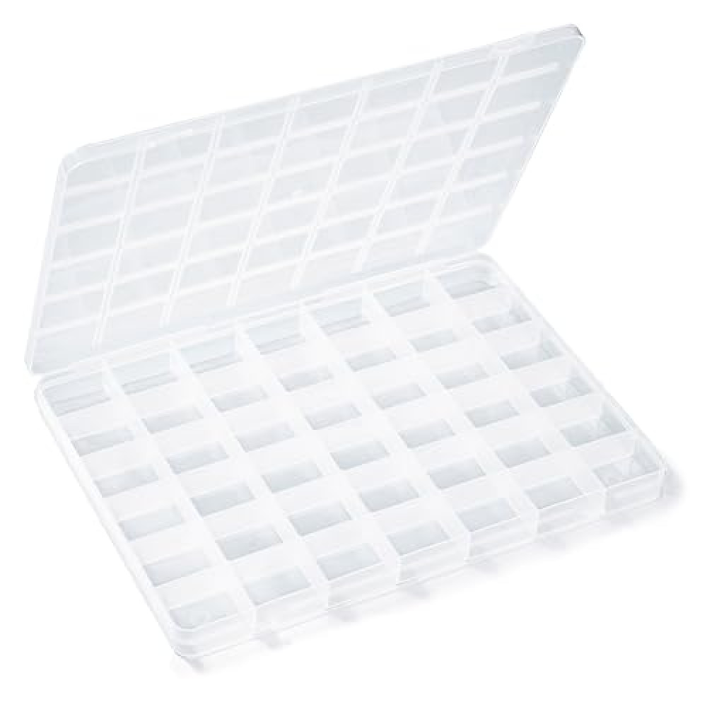 Secmity 42 Grids Plastic Bead Organizer Beads Storage Containers Bead Holder Organizer Clear Storage Dividers Box for Jewelry Arts and Crafts