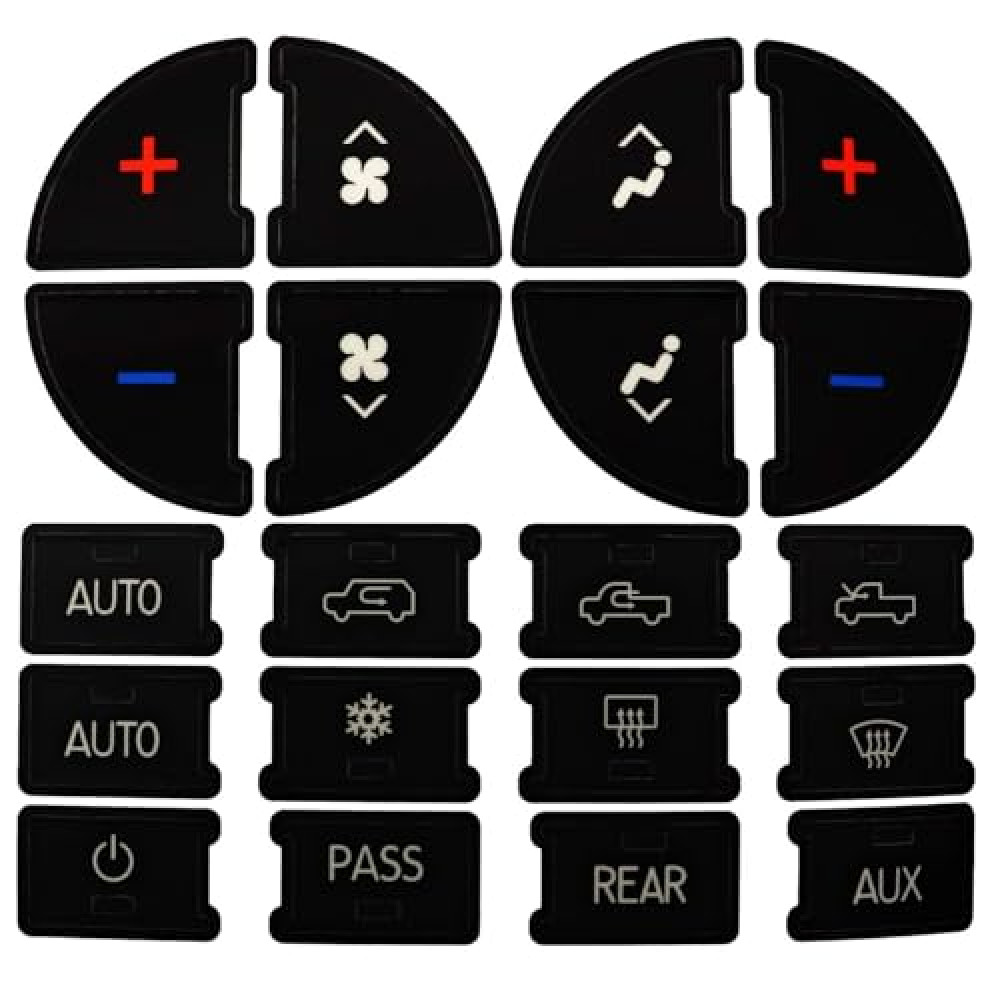 SecosAutoparts AC Panel Decals & Radio Button Repair Decal Set AC Controls AC Dash Button Sticker Repair Kit Compatible with GMC Compatible with Chevy Silverado Compatible with Buick Dash Accent