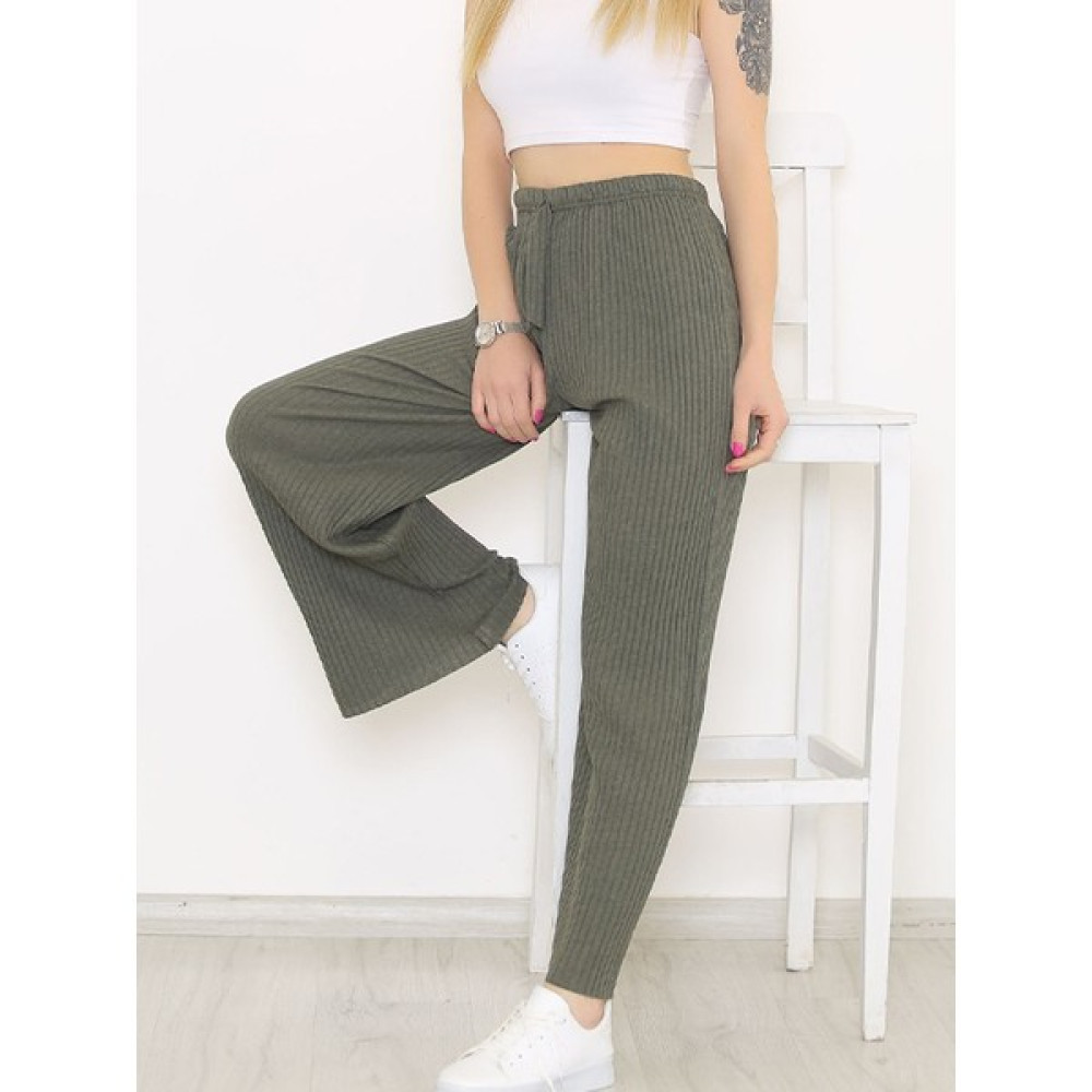 Secret Moda Yüksek Bel Yumuşacık Fitilli Beli Lastikli Günlük Rahat Kadın Pantolon Haki Kadın Pantolon Fiyatı