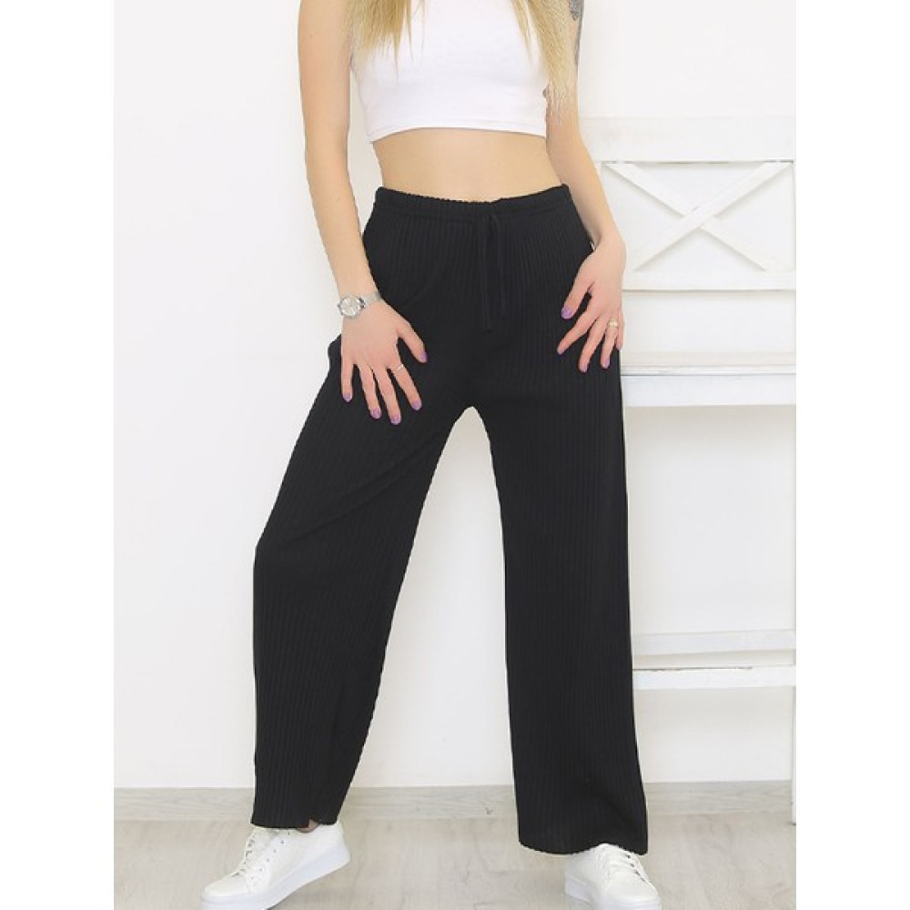 Secret Moda Yüksek Bel Yumuşacık Fitilli Beli Lastikli Günlük Rahat Kadın Pantolon Siyah Kadın Pantolon Fiyatı