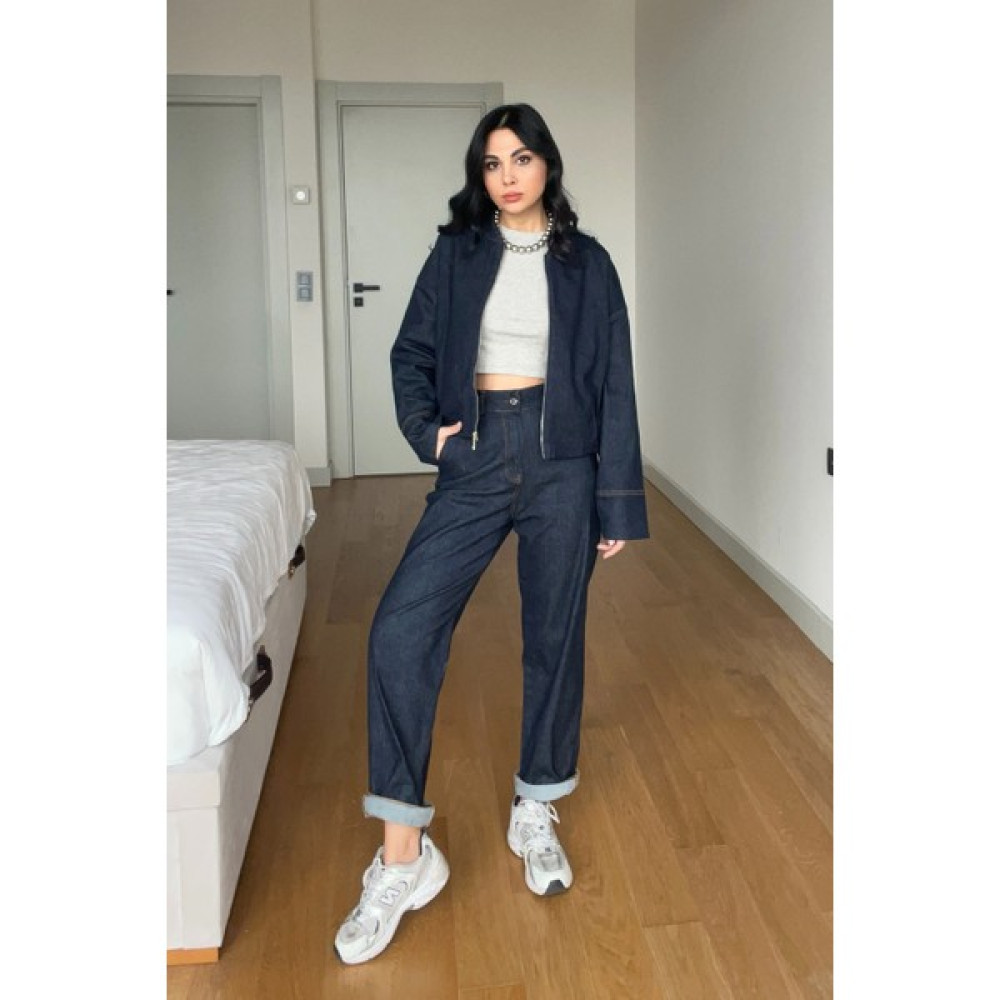 Seda Yalçın Atelier Lacivert Ceket ve Pantolon Denim Takım Kadın Giyim Fiyatı