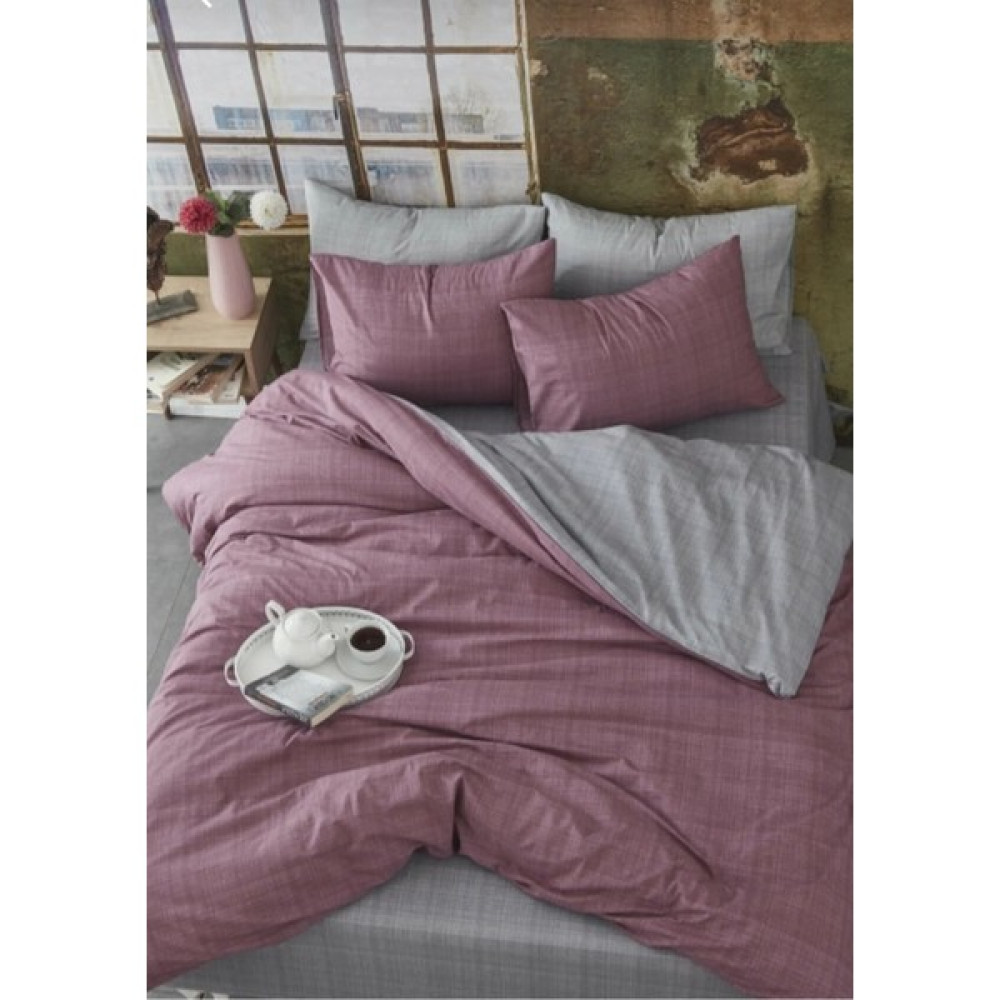 Sedali Home Çarşafı Lastikli Mürdüm Gri Çift Yönlü Çift Kişilik Nevresim Takımı - Mürdüm - Gri - 180 x 230 cm Nevresim Takımı Fiyatı