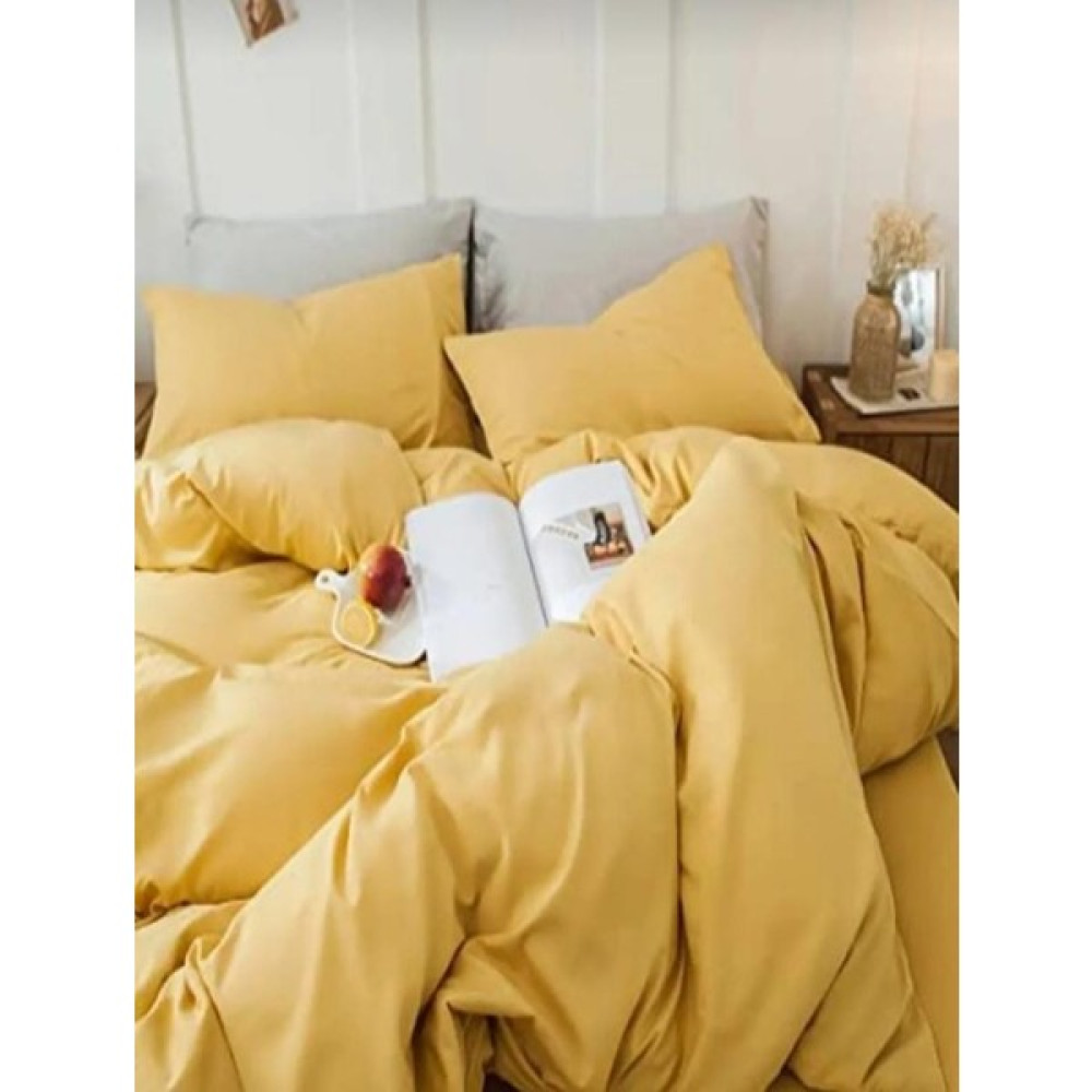 Sedali Home Çarşafı Lastikli Tatlı Sarı Renk Battal Boy Nevresim Takımı - Koyu Sarı - 200 x 230 cm Nevresim Takımı Fiyatı