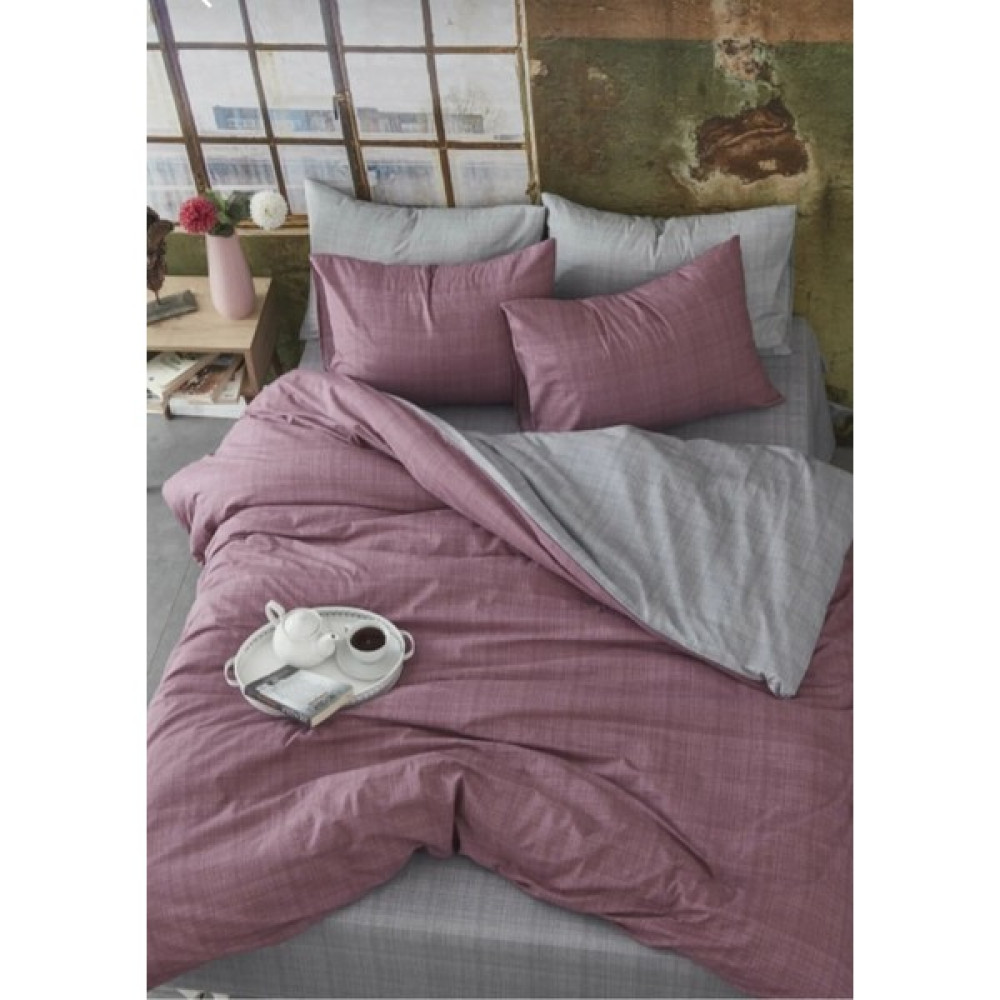 Sedalı Home Pamuklu Tek Kişilik Düz Renk Çift Yönlü Nevresim Takımı - 160 x 230 cm - Mürdüm - Gri Nevresim Takımı Fiyatı