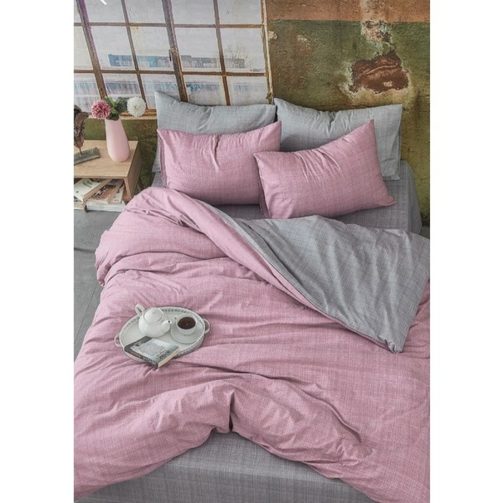 Sedalı Home Pamuklu Tek Kişilik Düz Renk Çift Yönlü Nevresim Takımı - 160 x 230 cm - Pudra - Gri Nevresim Takımı Fiyatı