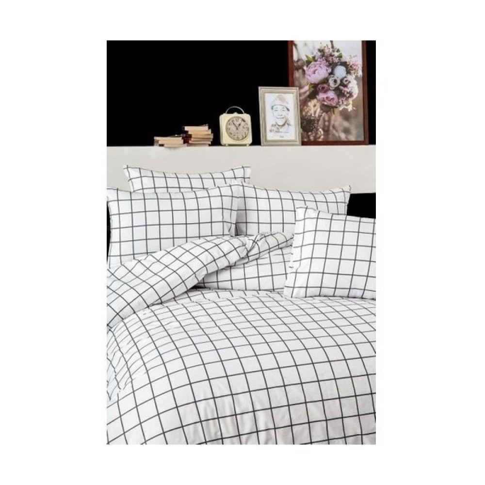 Sedali Home Set - Beyaz Kareli Tek Kişilik Nevresim Seti - 160 x 230 cm Nevresim Takımı Fiyatı