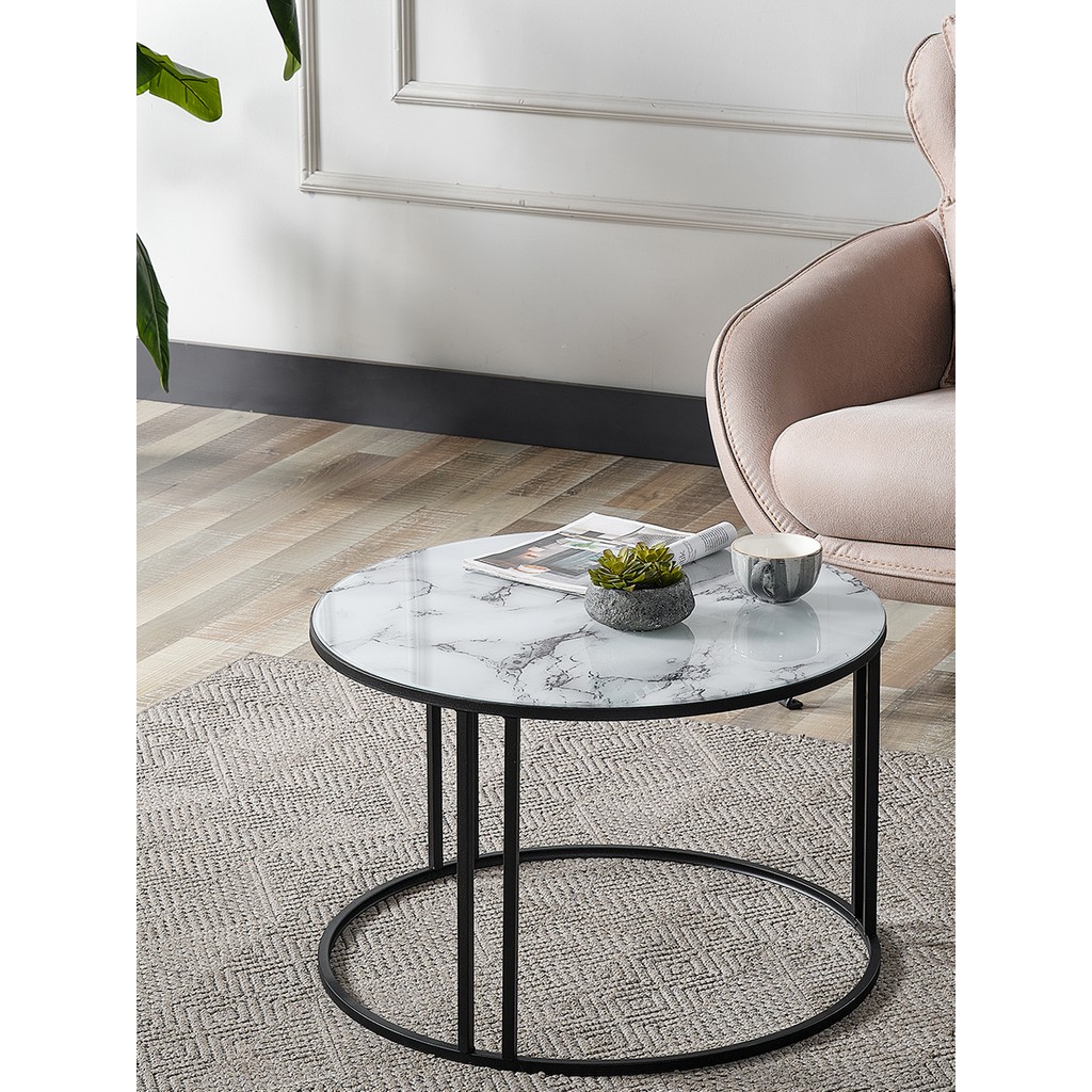 Sedaş Living Units Salon Orta Sehpa Beyaz Mermer Desenli Temperli Cam (Siyah) Metal Ayak Orta Sehpa Cep Telefonu Ekran Koruyucusu Fiyatı