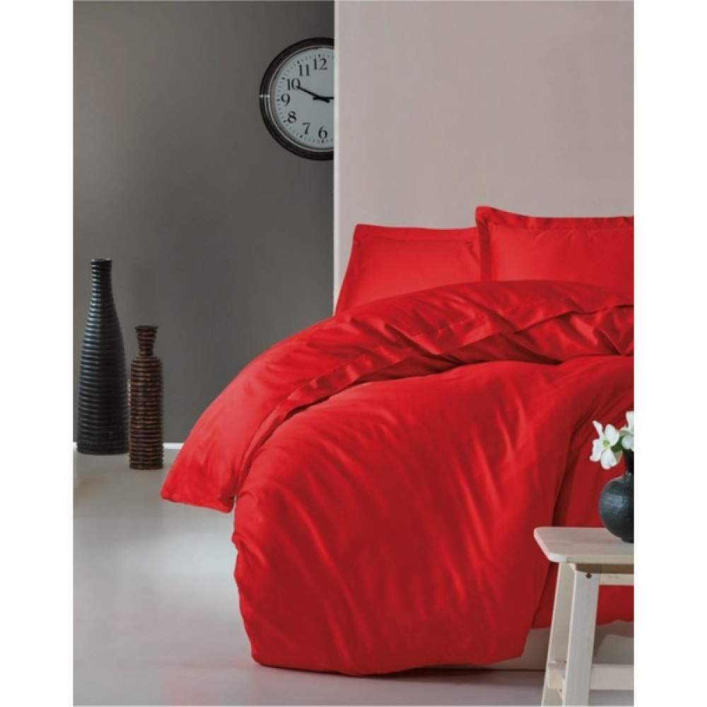 Sedef Home Nevresim Takımı Tek Kişilik Lastikli Çarşaflı 120 x 200-KIRMIZI - Kırmızı - 120 x 200 cm Nevresim Takımı Fiyatı