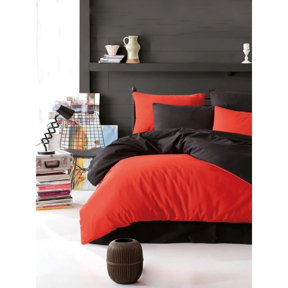 Sedef Home Sedefhome Çift Taraflı Nevresim Takımı Çift Kişilik Lastikli Çarşaflı - Kırmızı - Siyah - 180 x 200 cm Nevresim Takımı Fiyatı