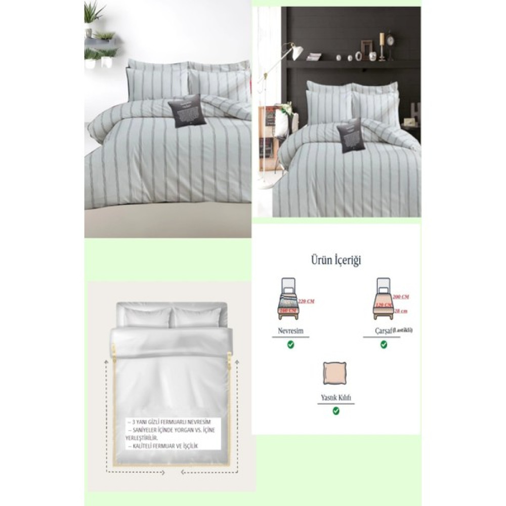 Sedef Home Tek Kişilik Üç Tarafı Fermuarlı Nevresim Takımı-Çarşafı LASTİKLİ(120X200)-EKRU - Ekru - 160 x 220 cm Nevresim Takımı Fiyatı
