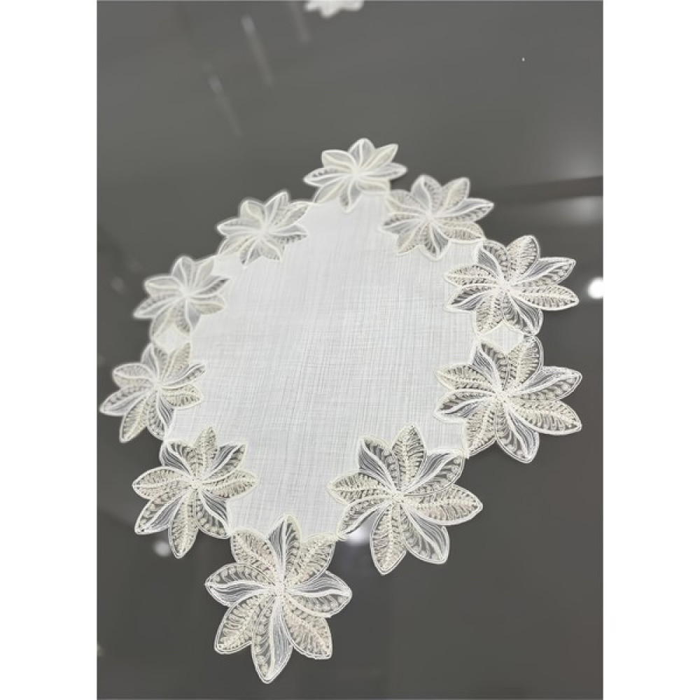 Sedef Model 5 Parça Salon Takımı Konsol Masa Örtüsü Sehpa Örtüsü Dertsiz Krem Renk Gardenya Kumaş - 150 x 200 cm - Beyaz Masa Örtüsü Fiyatı