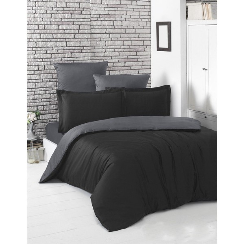 Sedefhome Çift Taraflı Nevresim Takımı Tek Kişilik Lastikli Çarşaflı 100 x 200 cm - Siyah Nevresim Takımı Fiyatı