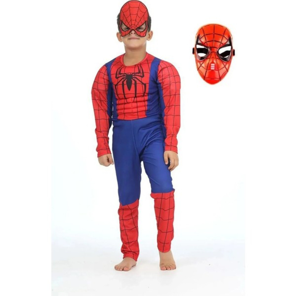 Sedirli Spiderman Kostümü Kaslı Çocuk 2 Maskeli Örümcek Adam Kaslı Kostümü Maskeli Parti Kıyafeti - 3 - 4 Yaş - Renkli Oyuncak Fiyatı